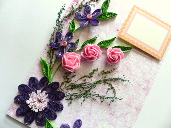 Purple Themed Quilled Greeting Card image Purple Themed Quilled Greeting Card image