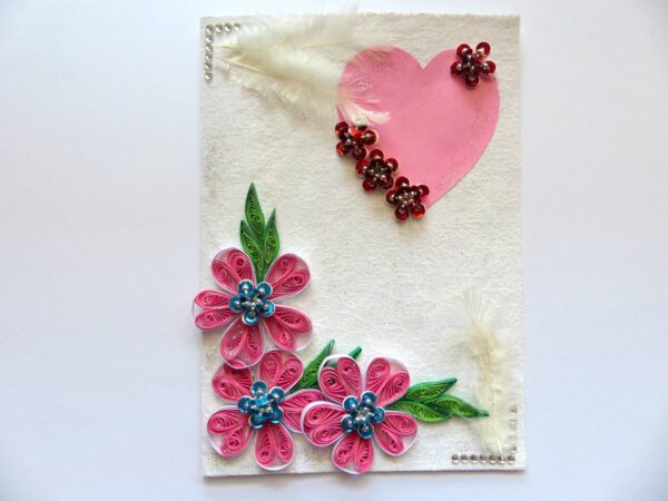 Sweet Pink Quilled Flowers Greeting Card image Sweet Pink Quilled Flowers Greeting Card image