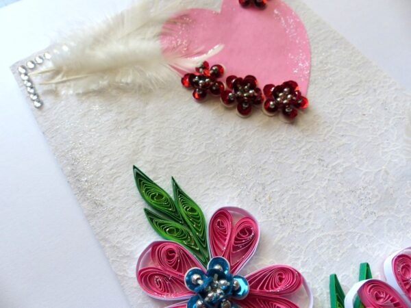 Sweet Pink Quilled Flowers Greeting Card image Sweet Pink Quilled Flowers Greeting Card image
