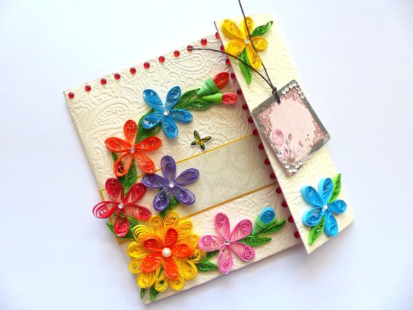 Multicolor Flowers Mini Scrapbook Greeting Card image Multicolor Flowers Mini Scrapbook Greeting Card image