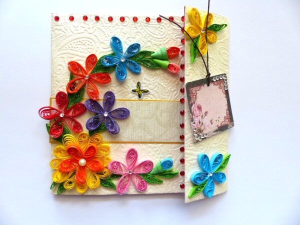 Multicolor Flowers Mini Scrapbook Greeting Card image Multicolor Flowers Mini Scrapbook Greeting Card image