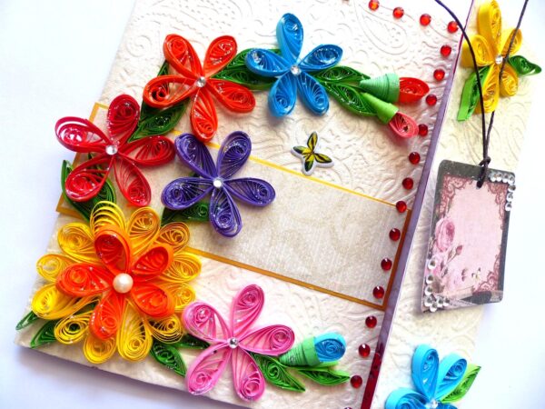 Multicolor Flowers Mini Scrapbook Greeting Card image Multicolor Flowers Mini Scrapbook Greeting Card image