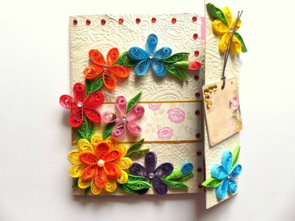 Multicolor Flowers Mini Scrapbook Greeting Card image Multicolor Flowers Mini Scrapbook Greeting Card image