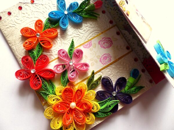 Multicolor Flowers Mini Scrapbook Greeting Card image Multicolor Flowers Mini Scrapbook Greeting Card image