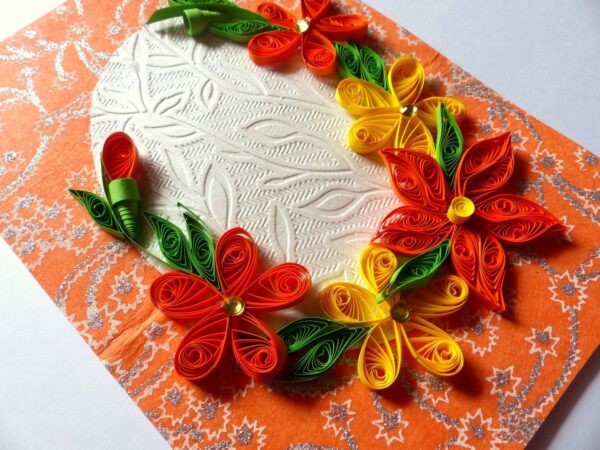 Yellow and Orange Themed Quilled Greeting Card image Yellow and Orange Themed Quilled Greeting Card image