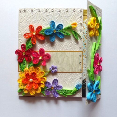 Multicolor Flowers Mini Scrapbook Greeting Card image