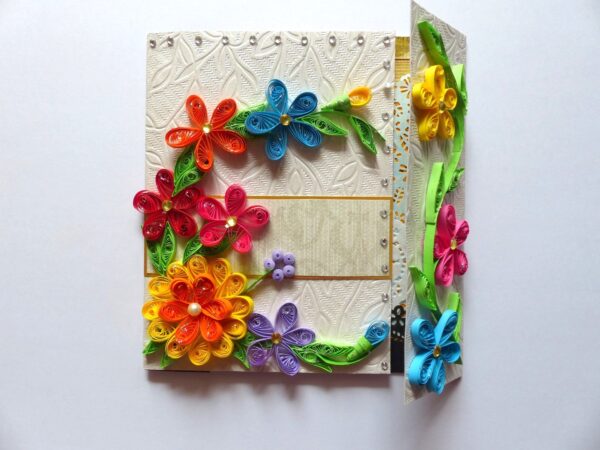 Multicolor Flowers Mini Scrapbook Greeting Card image Multicolor Flowers Mini Scrapbook Greeting Card image