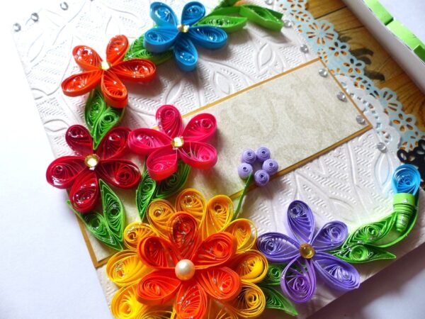 Multicolor Flowers Mini Scrapbook Greeting Card image Multicolor Flowers Mini Scrapbook Greeting Card image