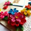 Multicolor Quilled Flowers In Corner Greeting Card image Multicolor Quilled Flowers In Corner Greeting Card image