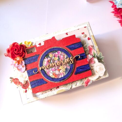 Camera style Love theme mini scrapbook