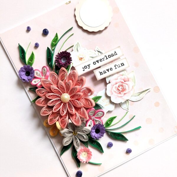 PXL_20241118_094832949 Sparkling Pinks Quilled Flowers Card