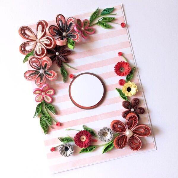 PXL_20241123_093724810 Red Quilled Flowers Corner Greeting Card