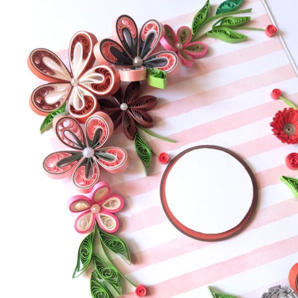PXL_20241123_093730232 Red Quilled Flowers Corner Greeting Card