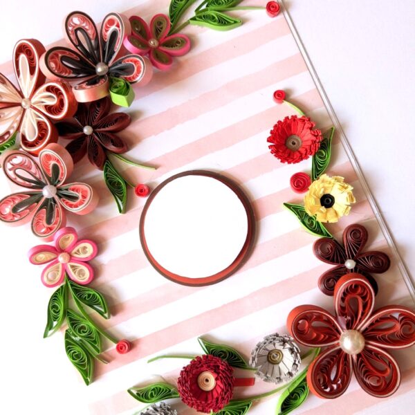 PXL_20241123_093748404 Red Quilled Flowers Corner Greeting Card