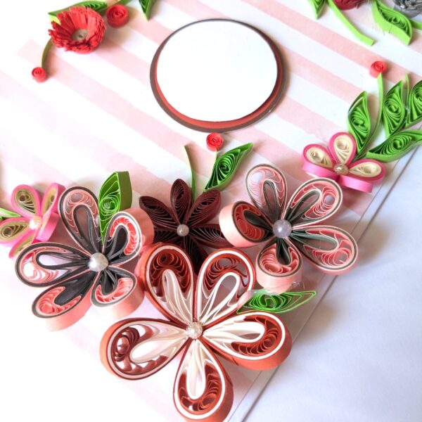 PXL_20241123_093818114 Red Quilled Flowers Corner Greeting Card