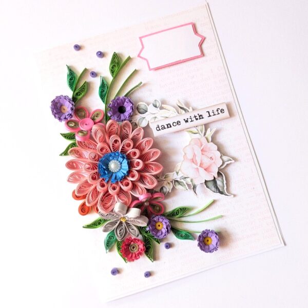 PXL_20241123_094144190 Sparkling Pinks Quilled Flowers Card