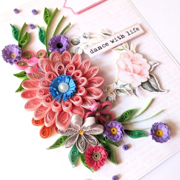 PXL_20241123_094148698 Sparkling Pinks Quilled Flowers Card