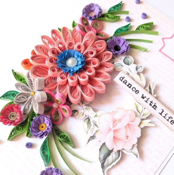 PXL_20241123_094153772 Sparkling Pinks Quilled Flowers Card