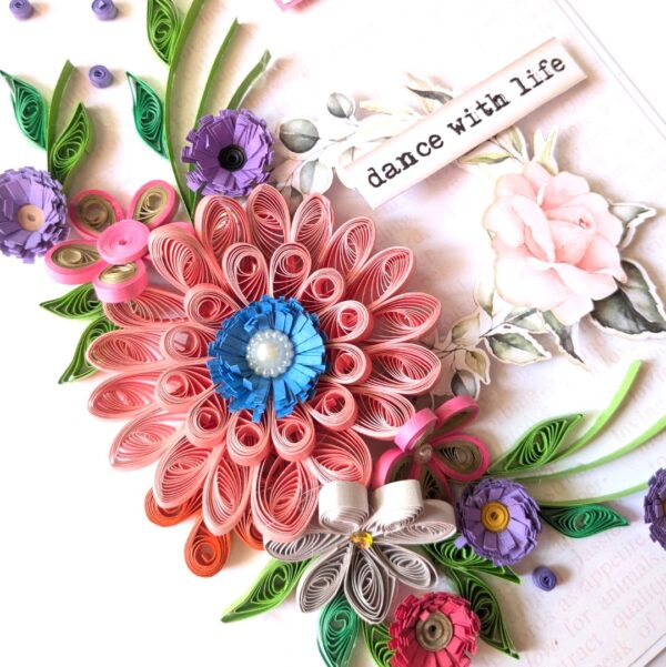 PXL_20241123_094200738 Sparkling Pinks Quilled Flowers Card