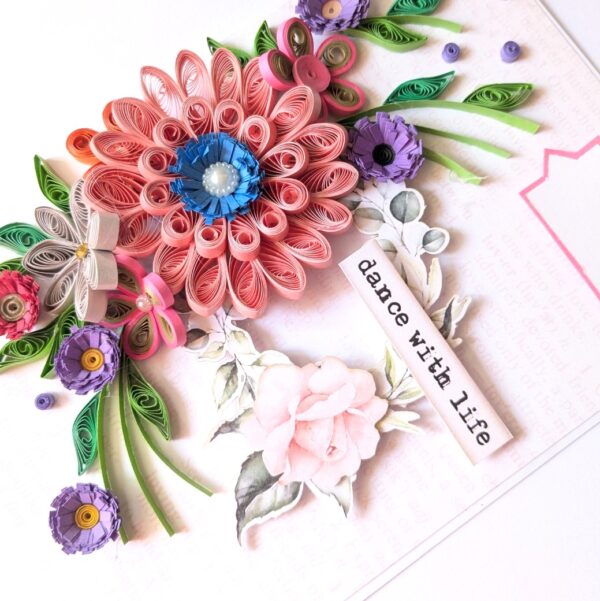 PXL_20241123_094207775 Sparkling Pinks Quilled Flowers Card
