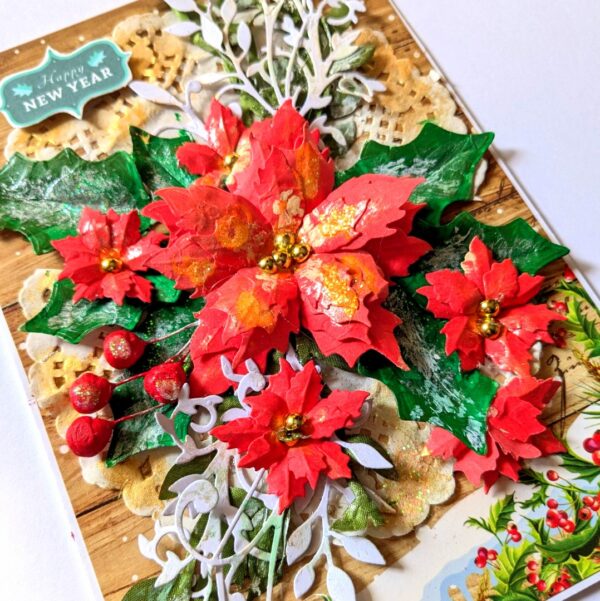 Poinsettias Handmade Christmas New Year Card image Poinsettias Handmade Christmas New Year Card image