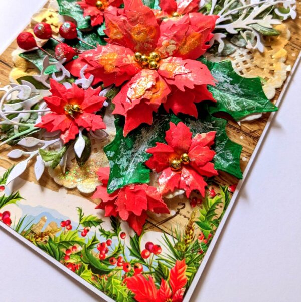 Poinsettias Handmade Christmas New Year Card image Poinsettias Handmade Christmas New Year Card image