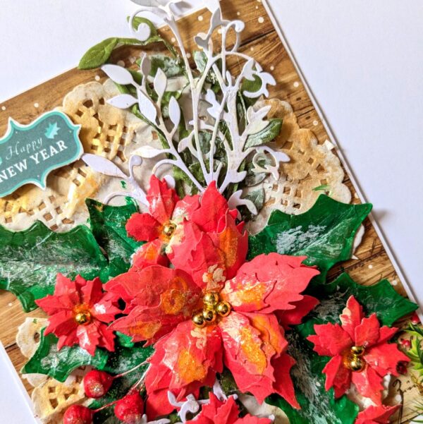 Poinsettias Handmade Christmas New Year Card image Poinsettias Handmade Christmas New Year Card image