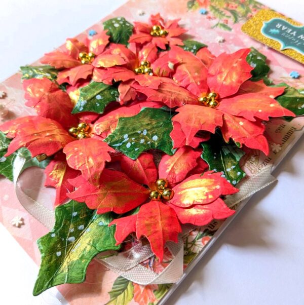 Poinsettia Handmade New Year Christmas card image Poinsettia Handmade New Year Christmas card image