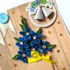 Quilled Blue Flowers New Year Greeting Card image Quilled Blue Flowers New Year Greeting Card image