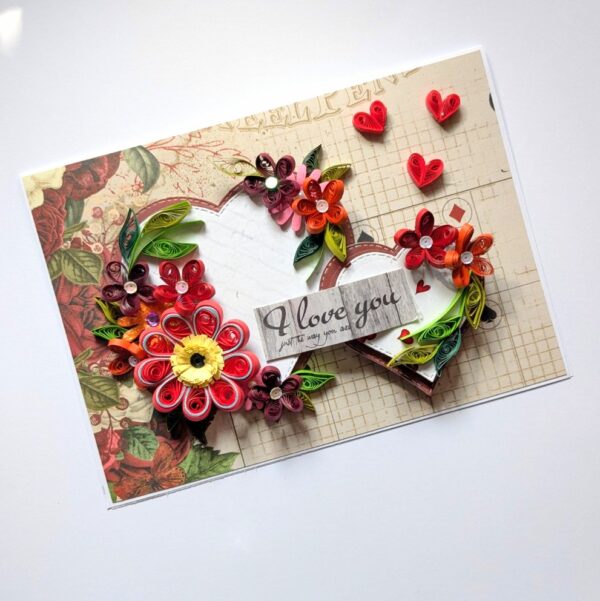 PXL_20250105_074012870 Sparkling Red Heart Quilled Love Card