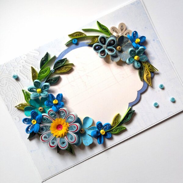PXL_20250105_074115019 Blue Themed Quilled Flowers Greeting Card