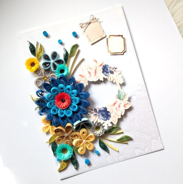 PXL_20250105_074325882 Sparkling Blues Quilled Flowers Card