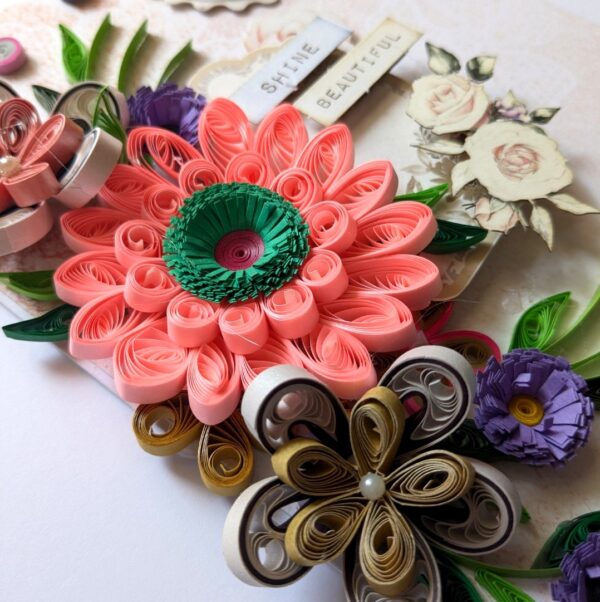 PXL_20250223_054050409 Sparkling Pinks Quilled Flowers Card