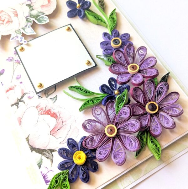 Purple Themed Quilled Flowers Greeting Card image Purple Themed Quilled Flowers Greeting Card image