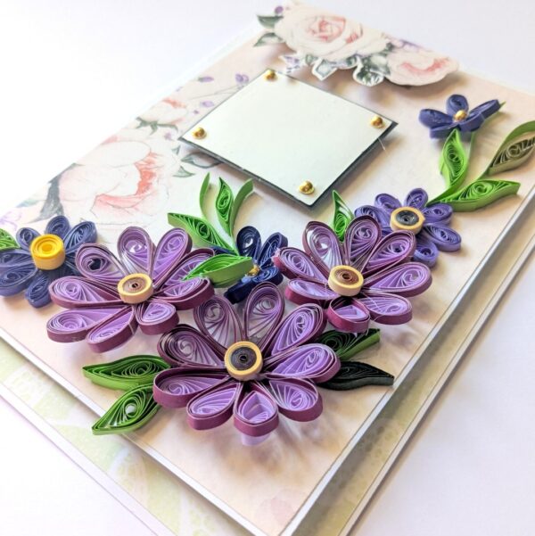 Purple Themed Quilled Flowers Greeting Card image Purple Themed Quilled Flowers Greeting Card image