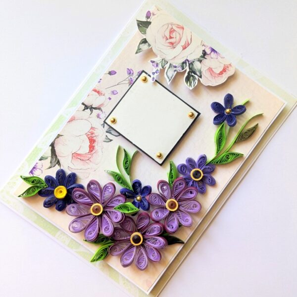 Purple Themed Quilled Flowers Greeting Card image Purple Themed Quilled Flowers Greeting Card image
