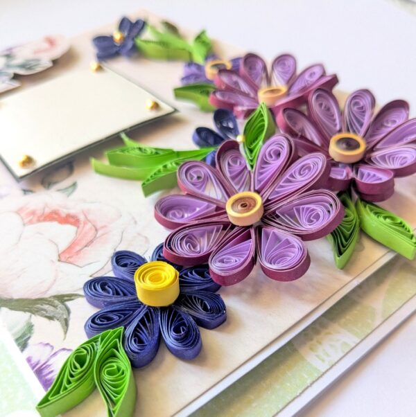 Purple Themed Quilled Flowers Greeting Card image Purple Themed Quilled Flowers Greeting Card image