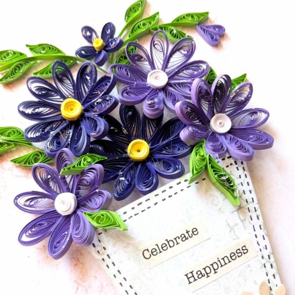 Purple Themed Quilled Flowers Greeting Card image Purple Themed Quilled Flowers Greeting Card image