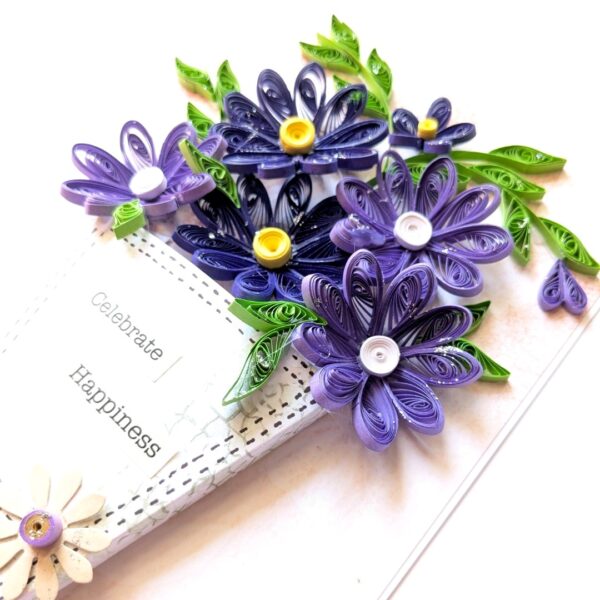 Purple Themed Quilled Flowers Greeting Card image Purple Themed Quilled Flowers Greeting Card image