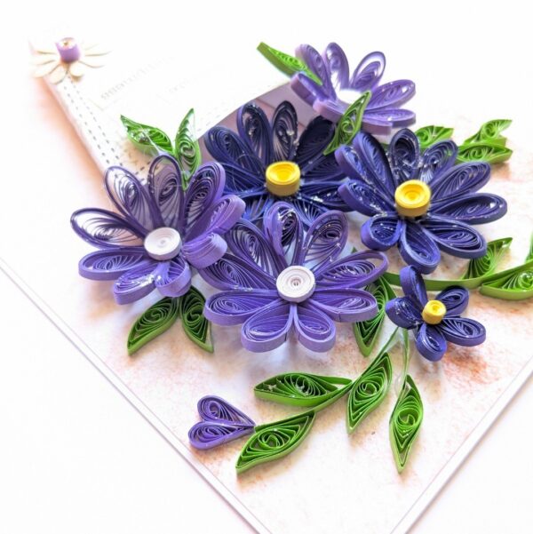 Purple Themed Quilled Flowers Greeting Card image Purple Themed Quilled Flowers Greeting Card image