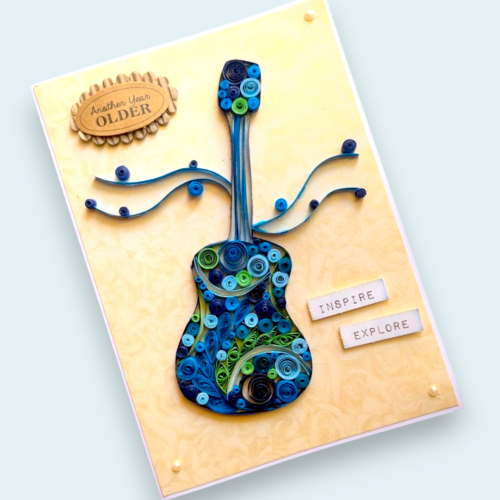 Quilled Guitar Handmade Greeting card
