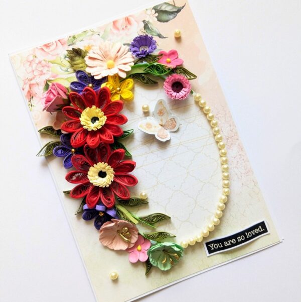 PXL_20250503_102659826 Red Quilled Flowers Corner Greeting Card