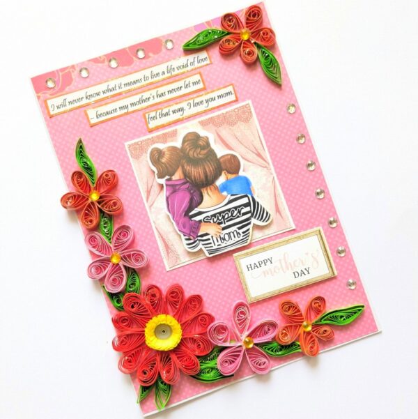 Red Quilled Flowers Mother Greeting Card image Red Quilled Flowers Mother Greeting Card image