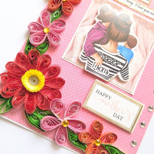 Red Quilled Flowers Mother Greeting Card image Red Quilled Flowers Mother Greeting Card image