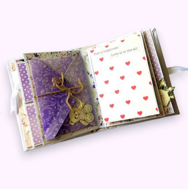 PXL_20250511_061507299-Photoroom Purple Love Mini Scrapbook Album Handmade