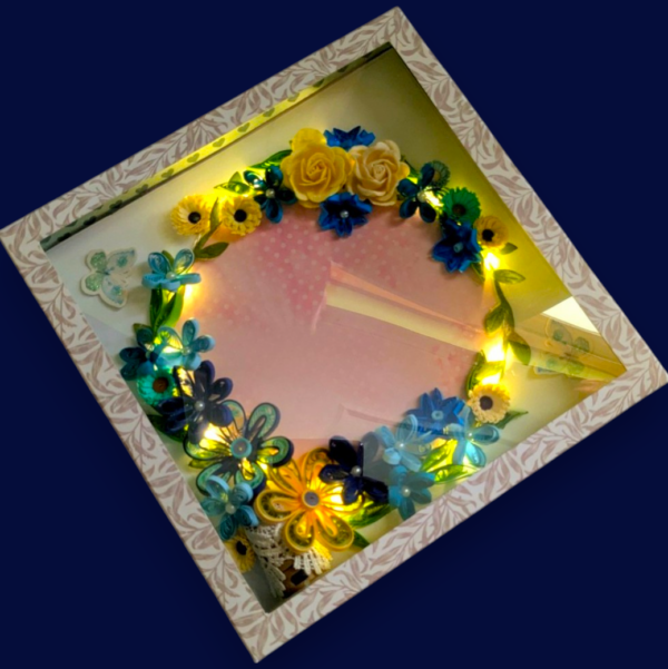PXL_20250511_062635358-Photoroom-3 Blues Quilled Greeting card with Light and Box