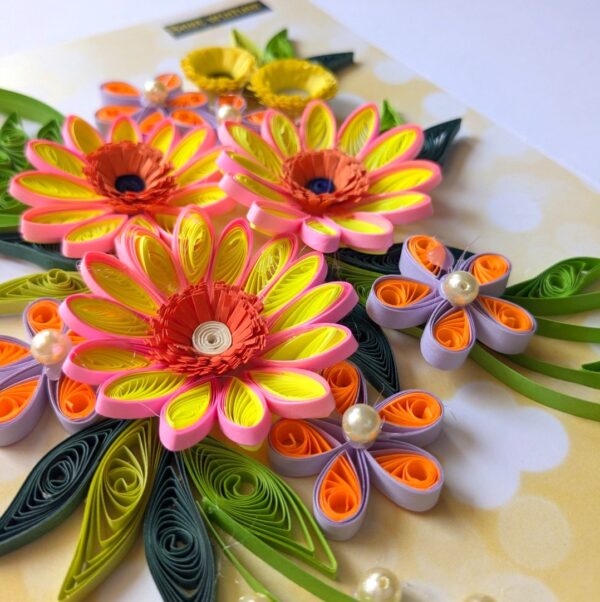 Beautiful Yellow And Pink Flowers Greeting Card