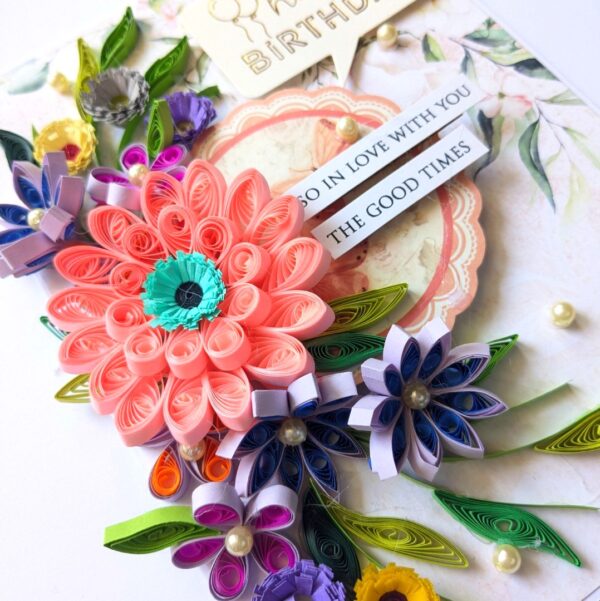PXL_20250818_094640547 Sparkling Pinks Quilled Flowers Card