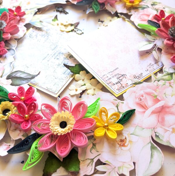 Quilled Floral Garland Big card with Lights