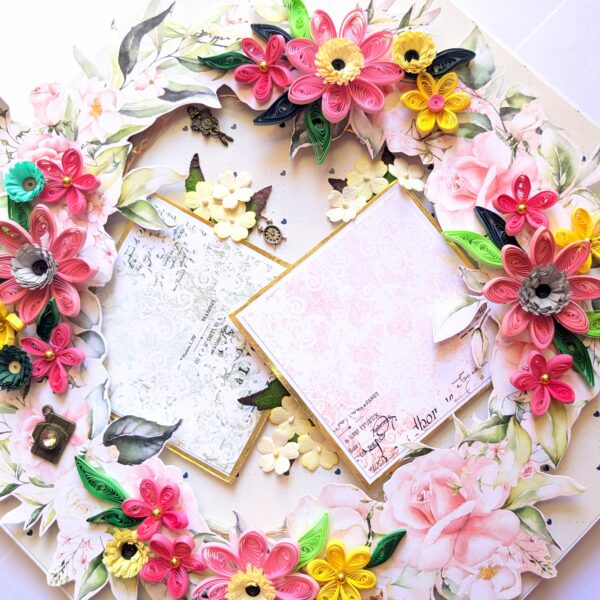 Quilled Floral Garland Big card with Lights
